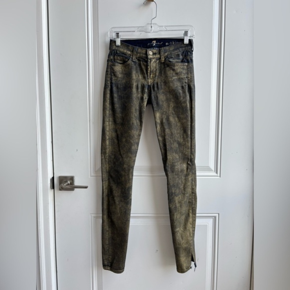 7 for All man kind | Gold Metallic The Skinny |Womens size 26
